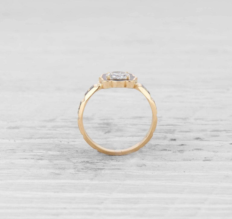 Victorian Diamond & Enamel Mourning Ring