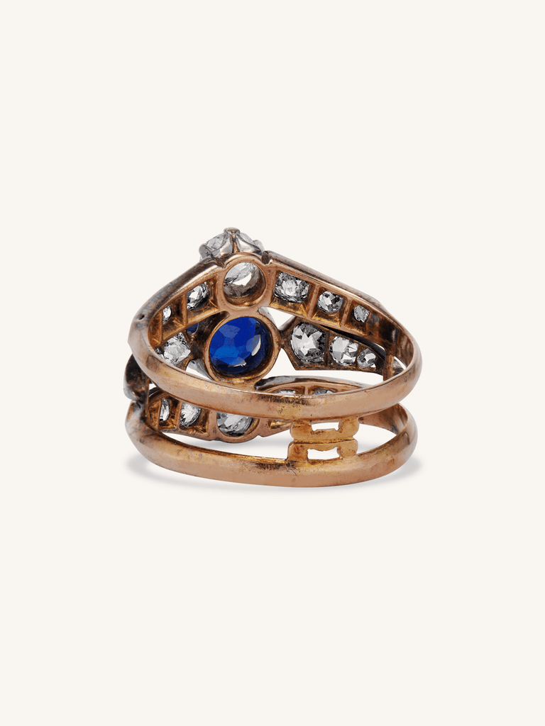 Victorian Diamond & Sapphire Tiered Dinner Ring, France