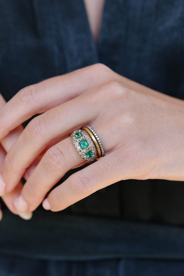 Victorian Emerald Diamond Three Stone Ring – Erstwhile