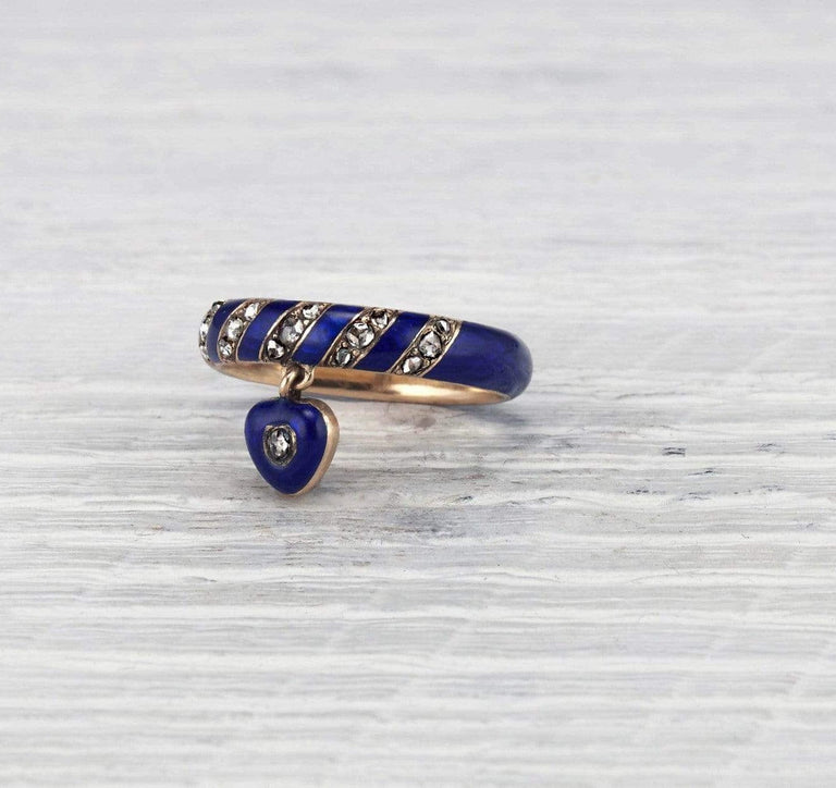 Victorian Enamel and Diamond Mourning Ring