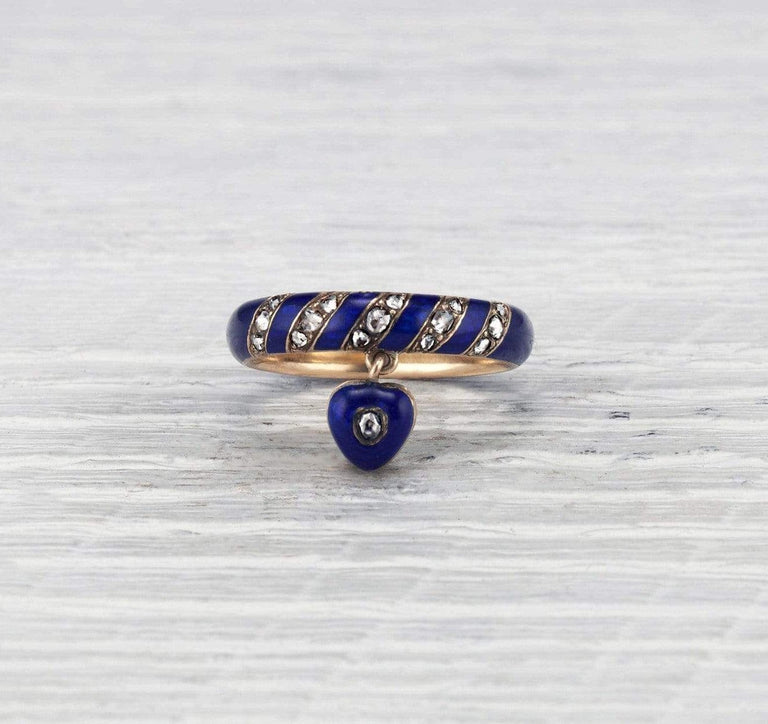 Victorian Enamel and Diamond Mourning Ring
