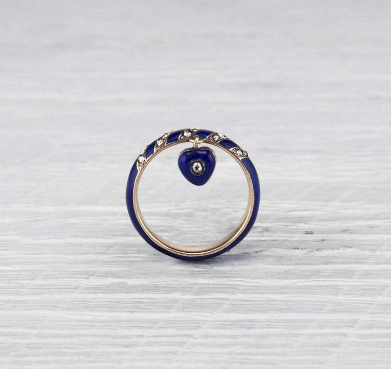 Victorian Enamel and Diamond Mourning Ring