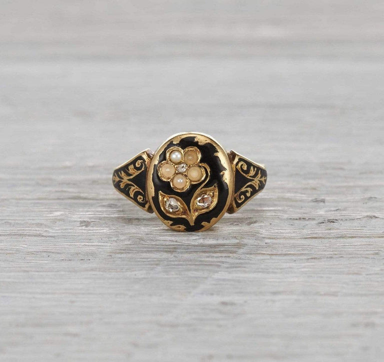 Victorian Enamel Mourning Ring