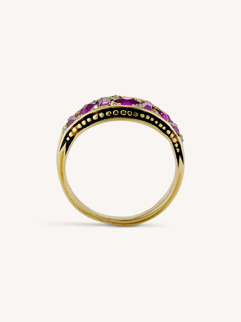 Victorian Enamelled Ruby Half Band Accent Ring