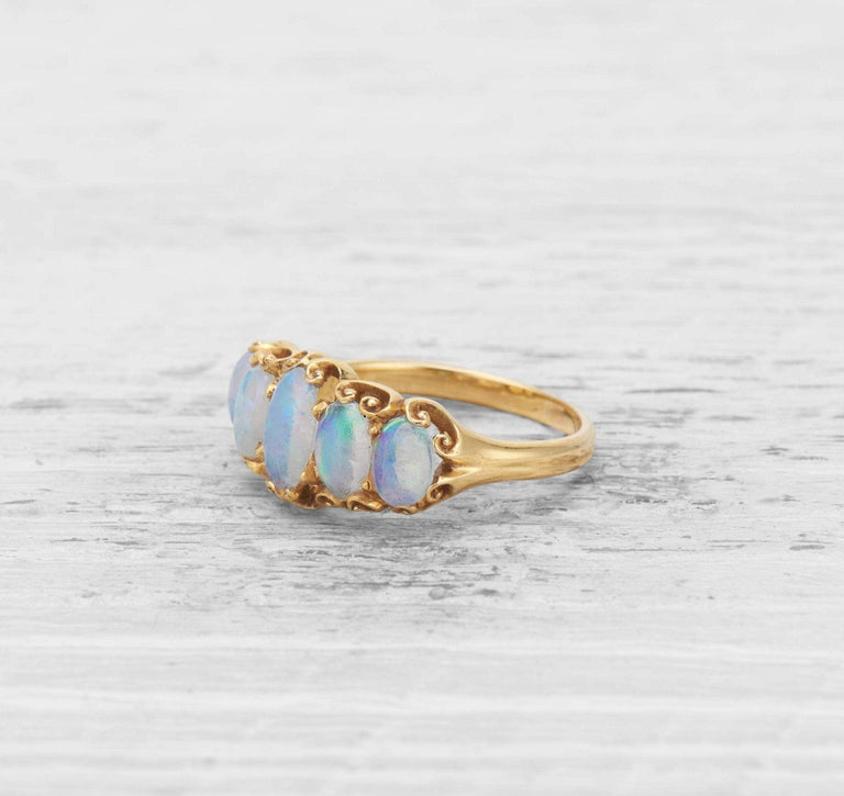 VICTORIAN FIVE STONE OPAL RING