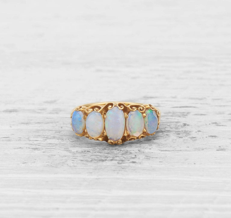VICTORIAN FIVE STONE OPAL RING