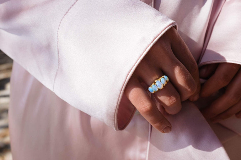 VICTORIAN FIVE STONE OPAL RING
