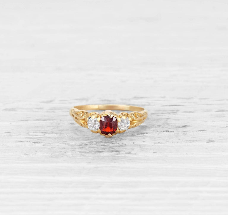 VICTORIAN GARNET AND DIAMOND ENGAGEMENT RING