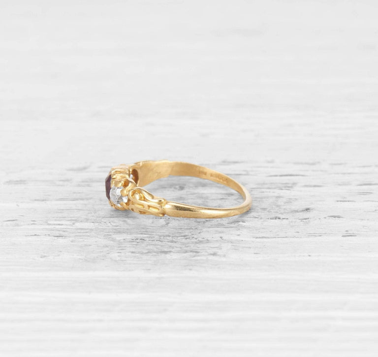 VICTORIAN GARNET AND DIAMOND ENGAGEMENT RING