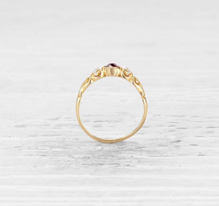 VICTORIAN GARNET AND DIAMOND ENGAGEMENT RING