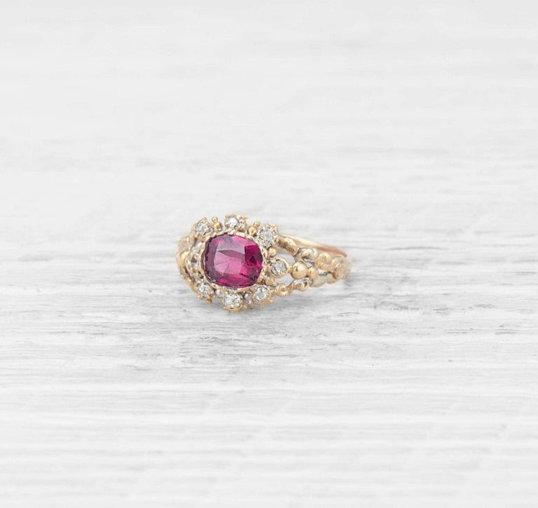 VICTORIAN GARNET AND DIAMOND RING