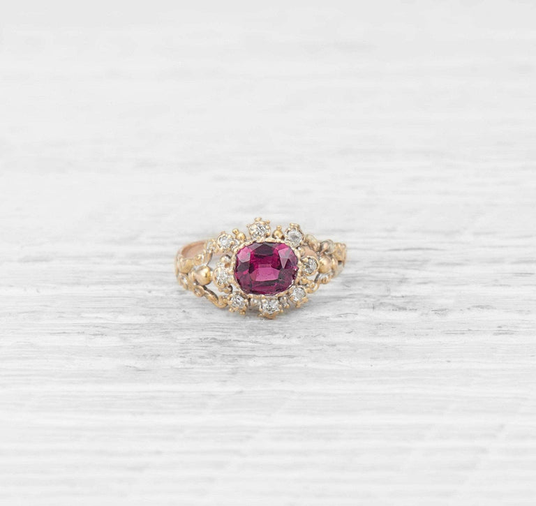 VICTORIAN GARNET AND DIAMOND RING