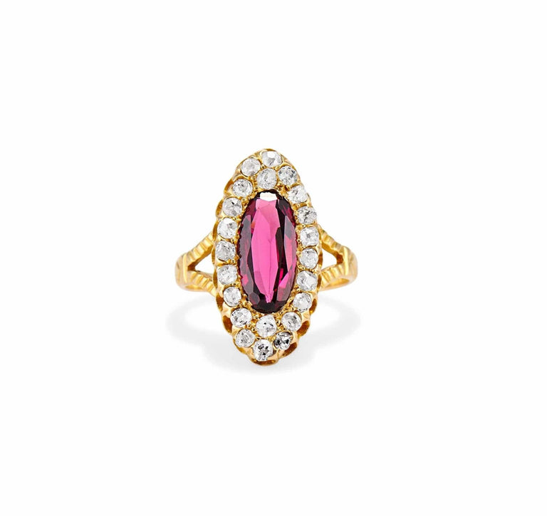 Victorian Garnet & Diamond Dinner Ring, England