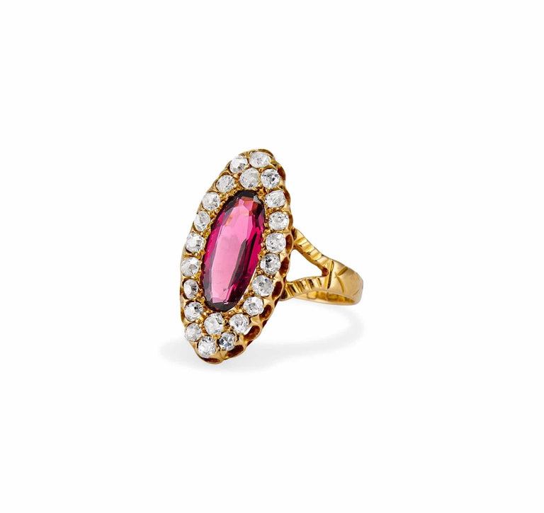 Victorian Garnet & Diamond Dinner Ring, England