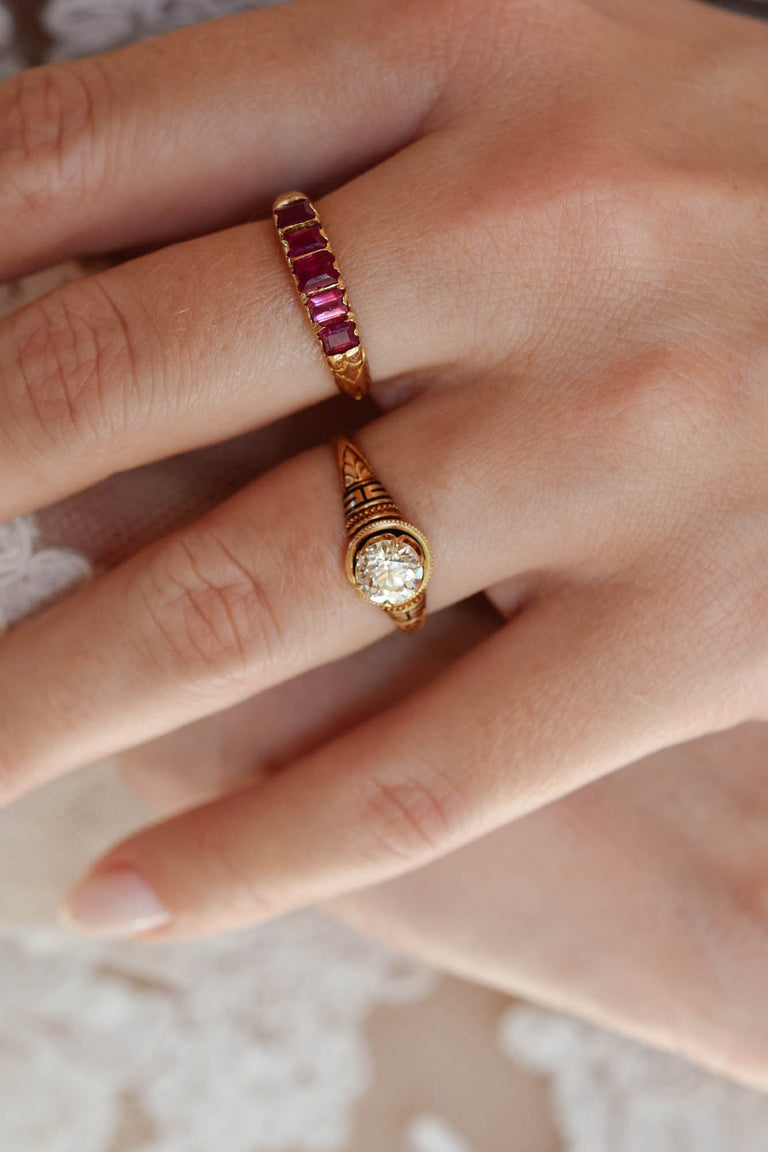 Victorian Greek Revival .84 Carat Old European Cut Diamond Antique Engagement Ring