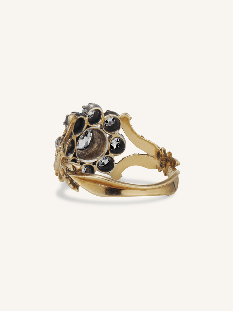 Victorian Late 19th Century Old Mine Cushion Cut Diamond Cluster Ring