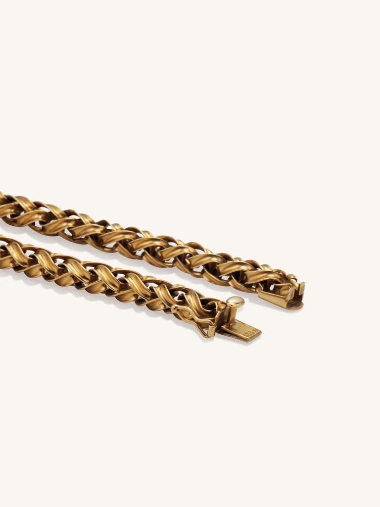 Victorian Men’s 14K Gold Woven Link Bracelet | Antique c.1880s–1890s