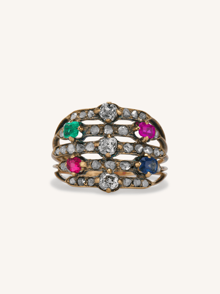 Victorian Multi-Gem Cocktail Ring