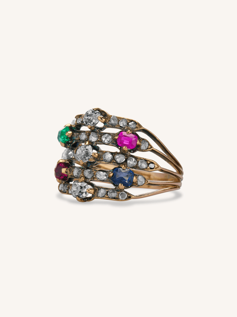 Victorian Multi-Gem Cocktail Ring