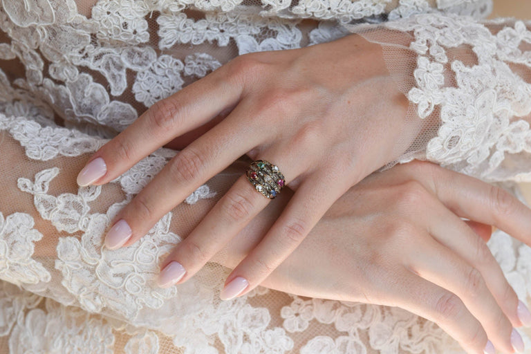 Victorian Multi-Gem Antique Cocktail Ring