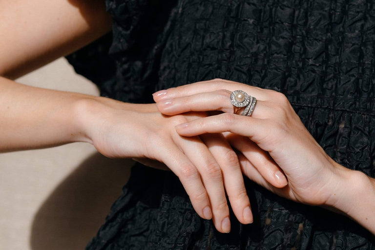 Victorian Natural Pearl and Diamond Cluster Ring