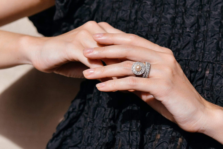 Victorian Natural Pearl and Diamond Cluster Ring