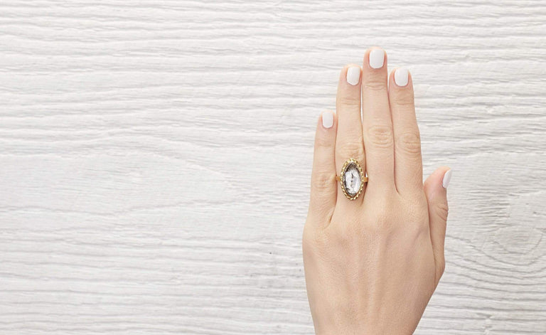 Victorian Navette Urn Motif Mourning Ring