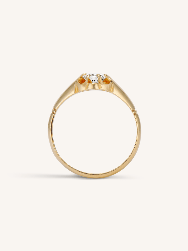 Victorian .55 Carat Old European-Cut Diamond Buttercup Solitaire Engagement Ring