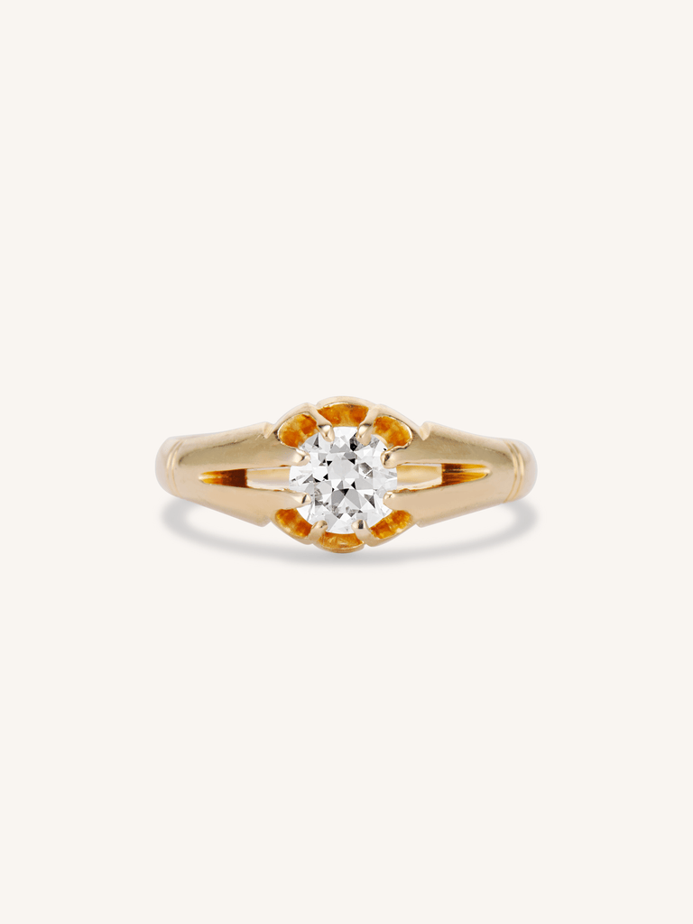 Victorian .55 Carat Old European-Cut Diamond Buttercup Solitaire Engagement Ring