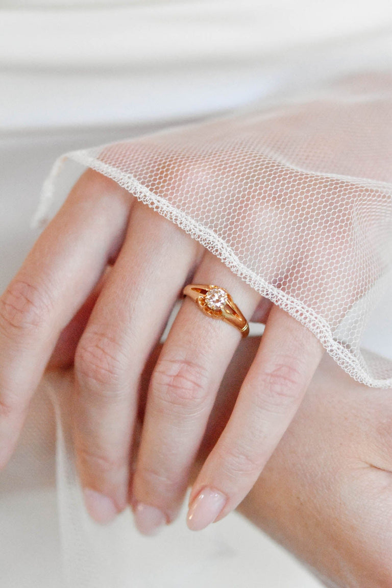 Victorian Old European Cut Diamond Belcher Gold Antique Solitaire Engagement Ring, England