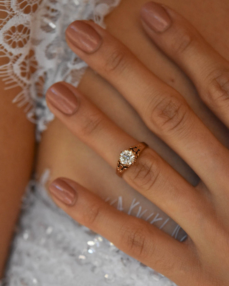 Victorian Old European Cut Diamond Rose Gold Vintage Engagement Ring