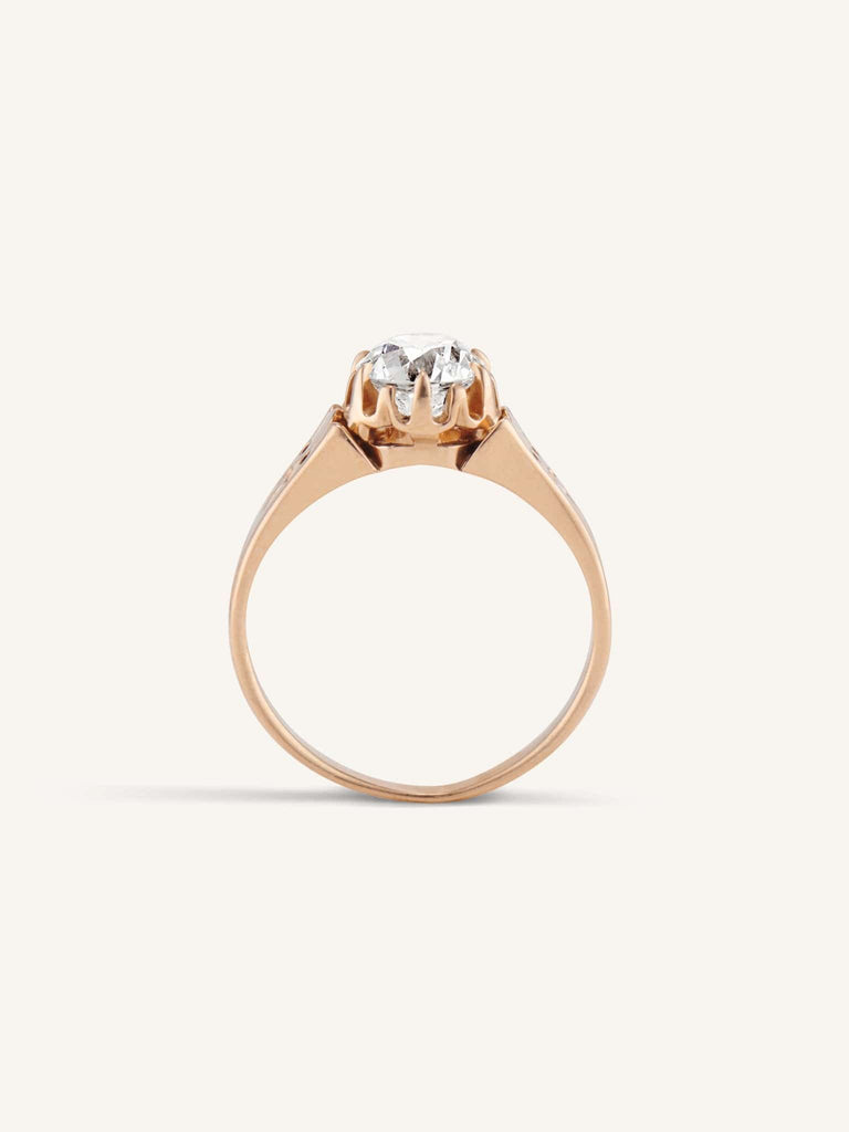 Victorian Old European Cut Diamond Rose Gold Vintage Engagement Ring