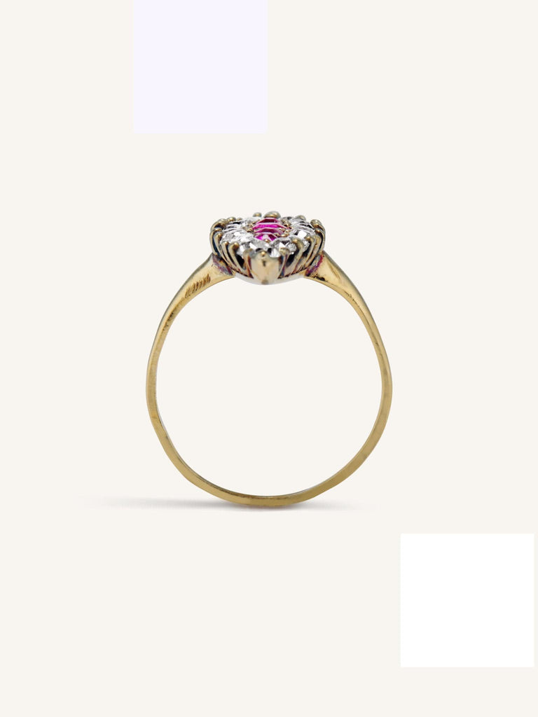 Victorian Old Mine Cut Ruby & Diamond Dinner Ring