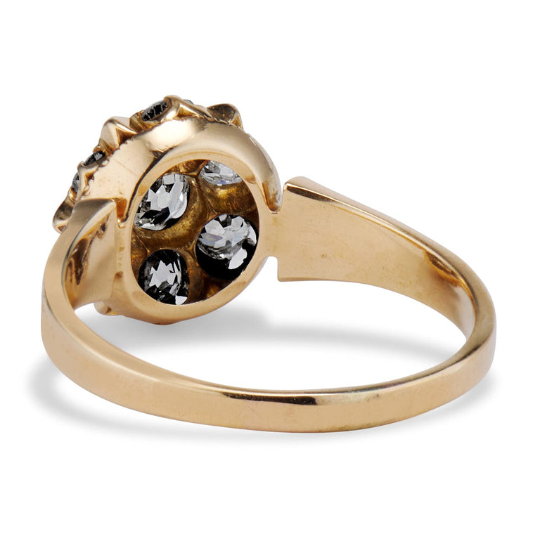 Victorian Old Mine Diamond & Enamel Cluster