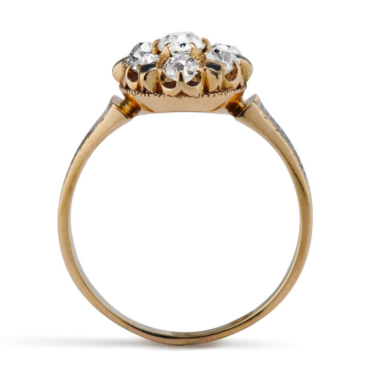 Victorian Old Mine Diamond & Enamel Cluster