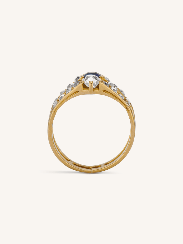 Victorian Old Mine Diamond & Sapphire Antique Twin Ring