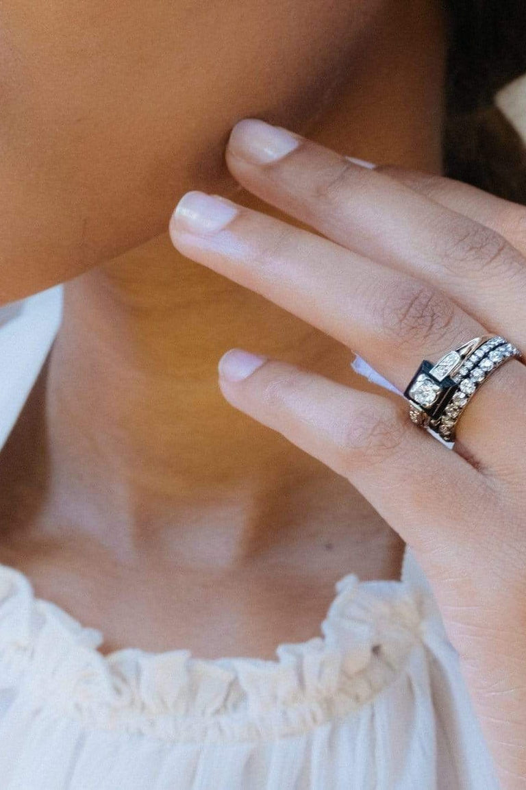 Victorian Onyx and Diamond Engagement Ring