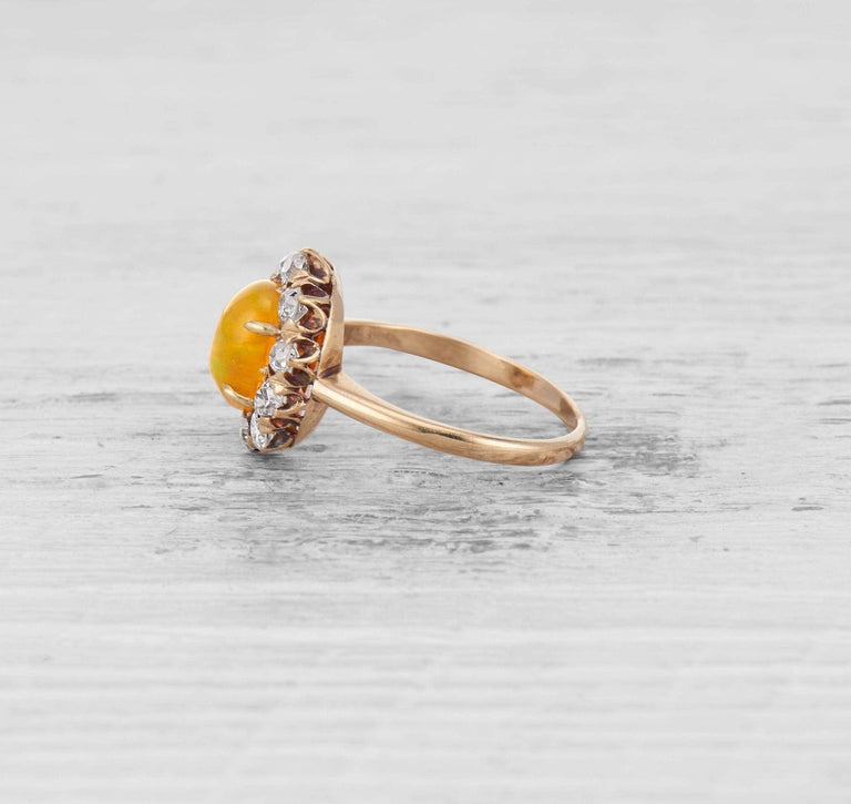 VICTORIAN OPAL AND DIAMOND CLUSTER RING