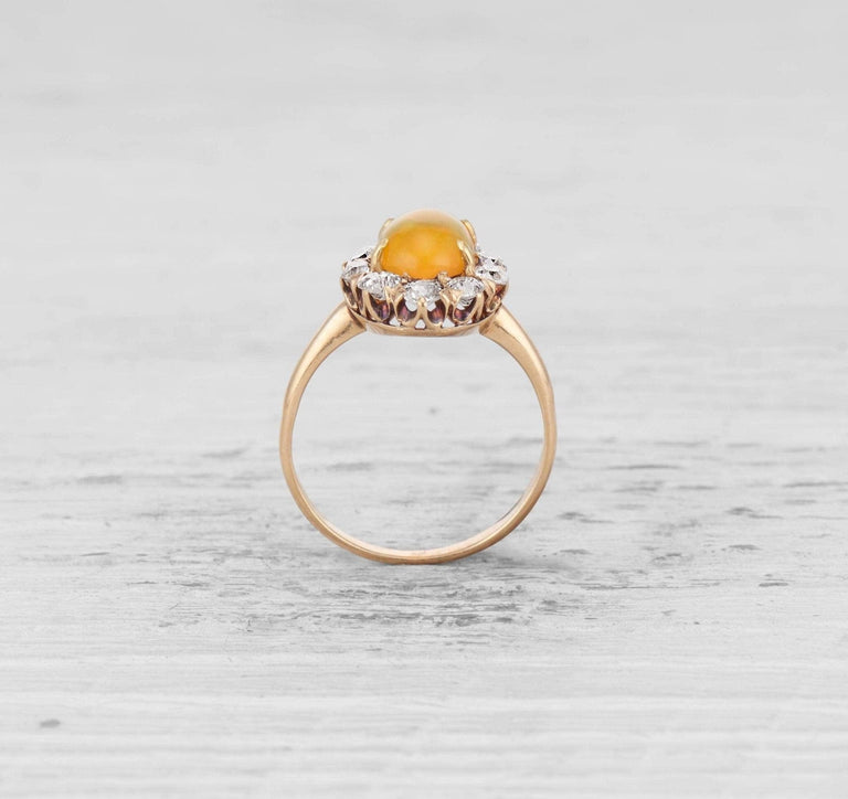 VICTORIAN OPAL AND DIAMOND CLUSTER RING