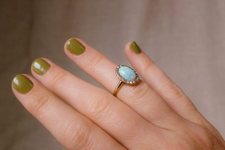 Victorian Opal & Diamond Cluster