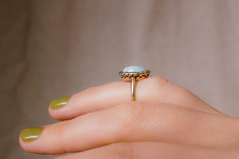 Victorian Opal & Diamond Cluster