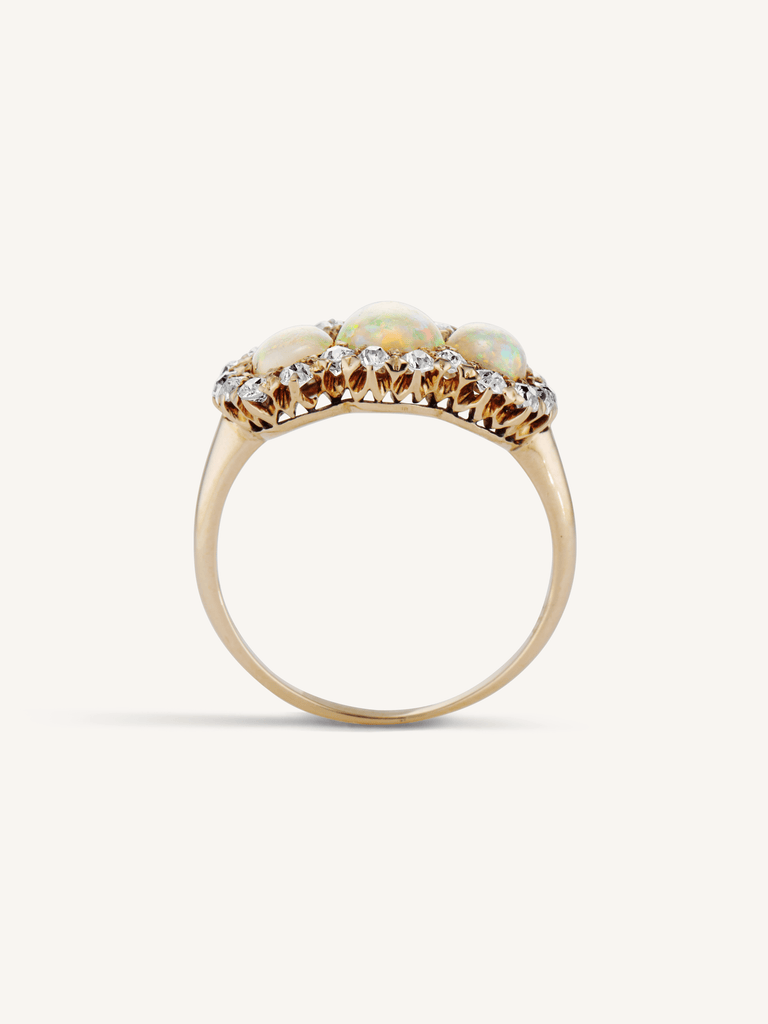Victorian Opal & Diamond Three Stone Antique Ring
