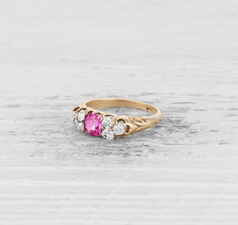 VICTORIAN PINK SAPPHIRE AND DIAMOND RING