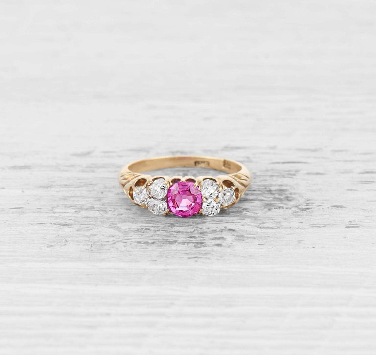 VICTORIAN PINK SAPPHIRE AND DIAMOND RING