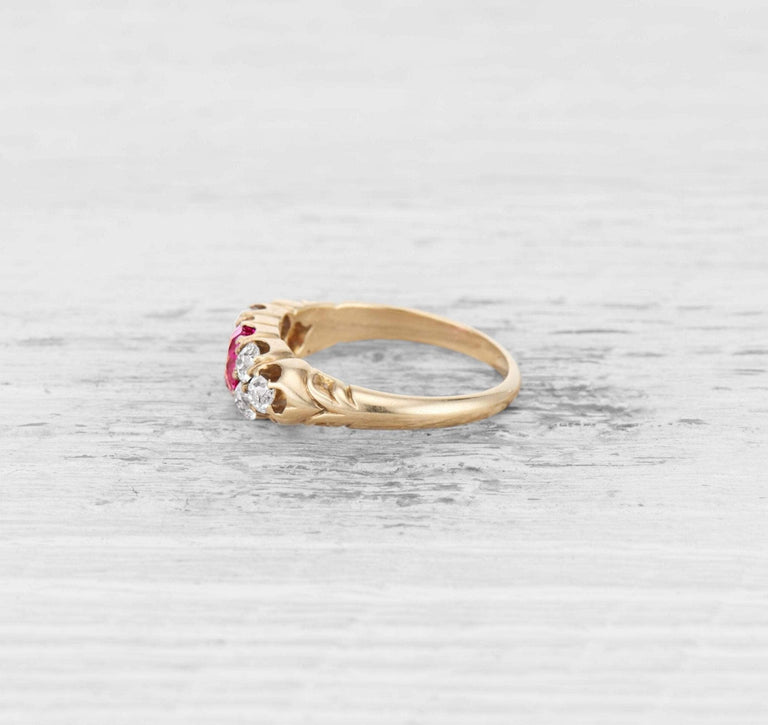 VICTORIAN PINK SAPPHIRE AND DIAMOND RING