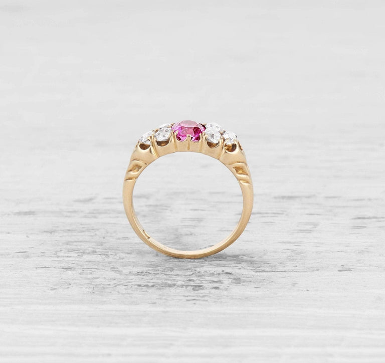 VICTORIAN PINK SAPPHIRE AND DIAMOND RING