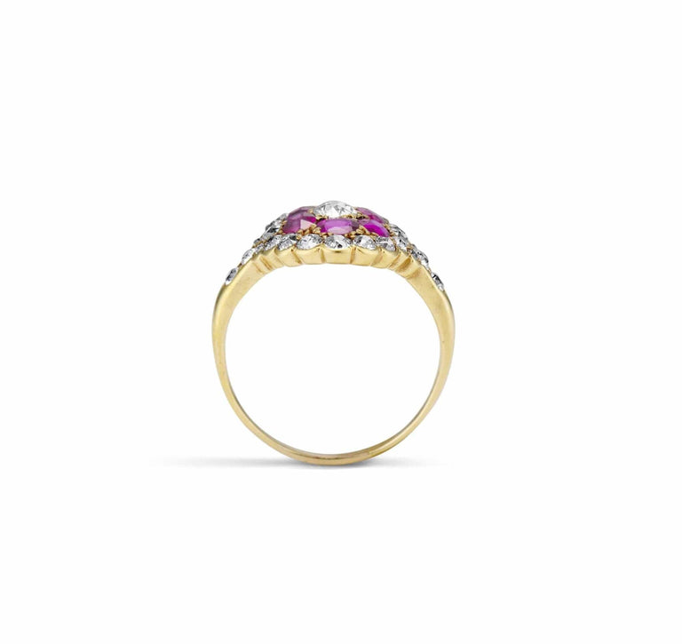 Victorian Ruby and Diamond Cluster Ring