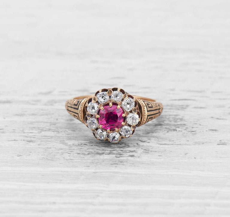VICTORIAN RUBY AND DIAMOND ENGAGEMENT RING