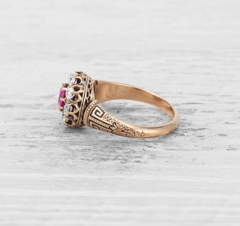 VICTORIAN RUBY AND DIAMOND ENGAGEMENT RING