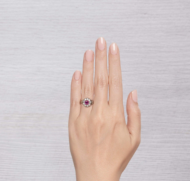 VICTORIAN RUBY AND DIAMOND ENGAGEMENT RING